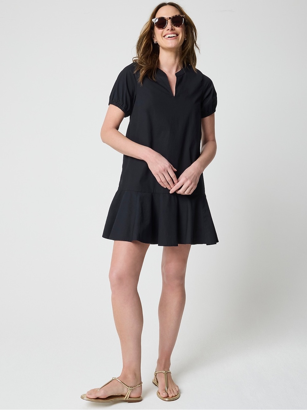 J. Crew Factory Black Lightweight Mini shirt-dress